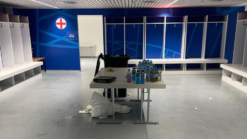 England's dressing room after the win over Switzerland