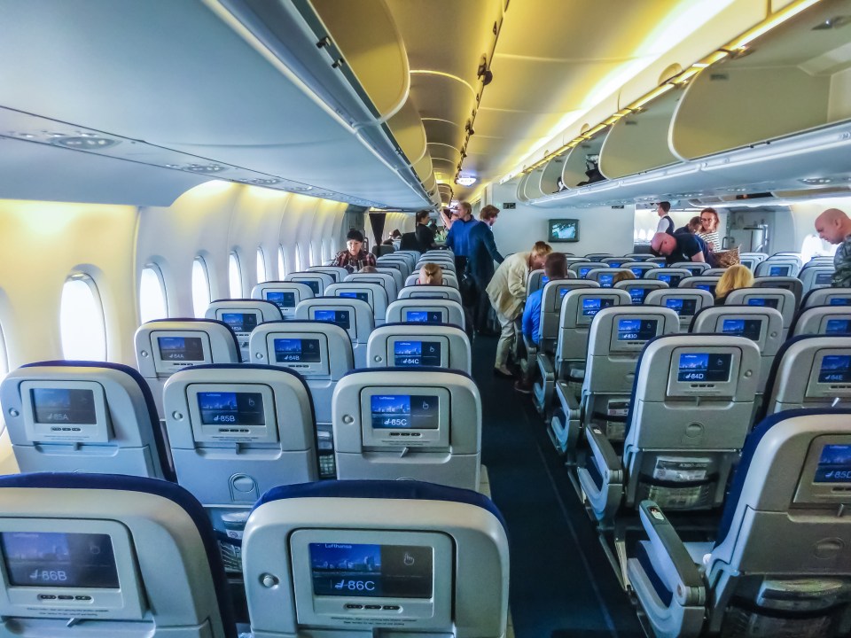 Most planes have seats in sections of three for flyers