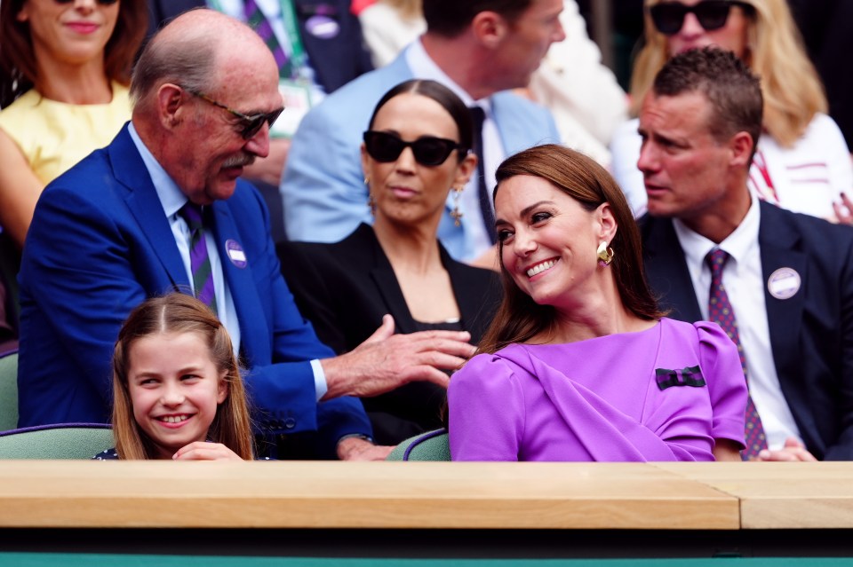 The Princess of Wales and and Princess Charlotte in the royal box at the Wimbledon Championships