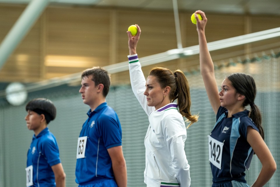 The Princess of Wales took part in a ball boy and girl practice session in 2013