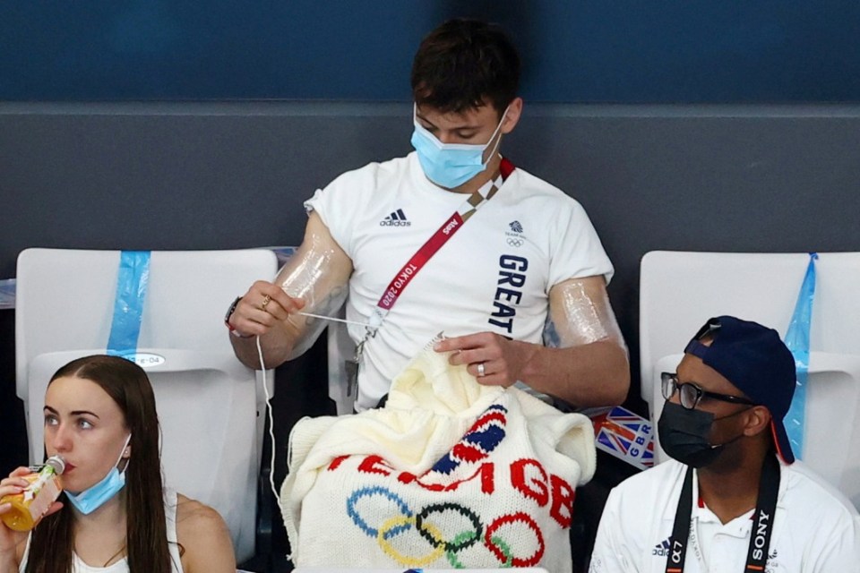 Tom was also spotted knitting during the Tokyo 2020 Olympics