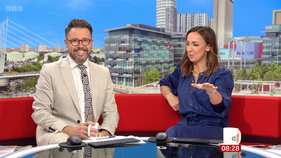 Jon Kay and Sally Nugent laughed along from their own set