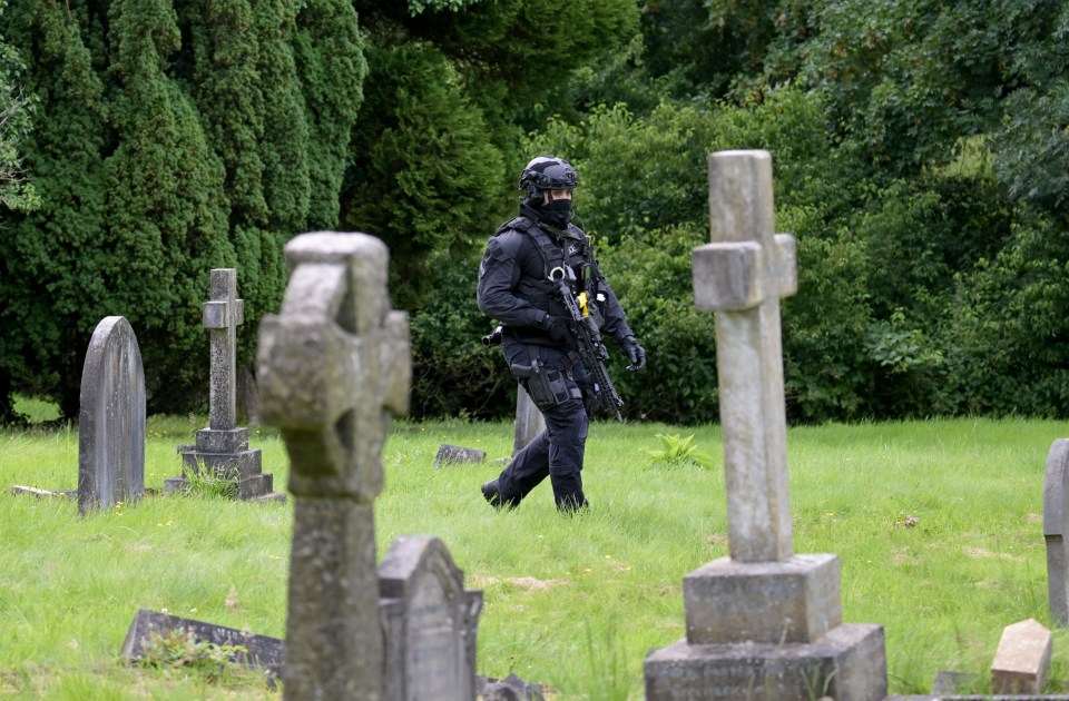 Armed officers traced the suspect to a cemetery in Enfield, north London