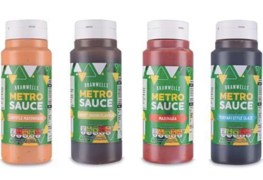 four bottles of branwells metro sauce in different flavors