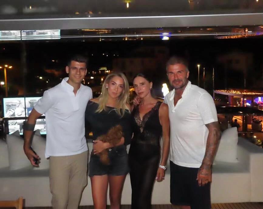 Alvaro Morata and his wife enjoyed a 'beautiful night' with David and Victoria Beckham