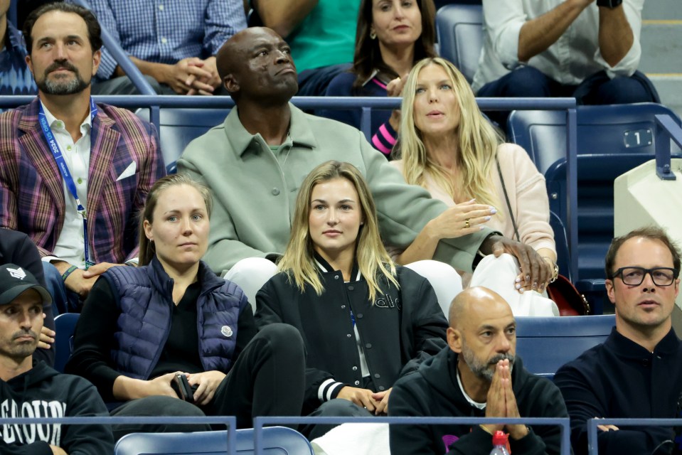 Tennis star Anna Kalinskaya (centre) watching Jannik Sinner during action at the US Open