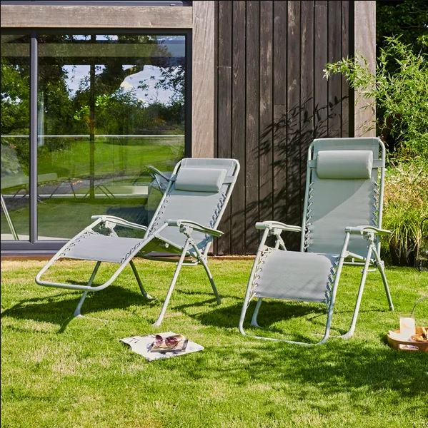 Grey Padded Lounger with Metal Frame - Reduced to £69.50 from £139