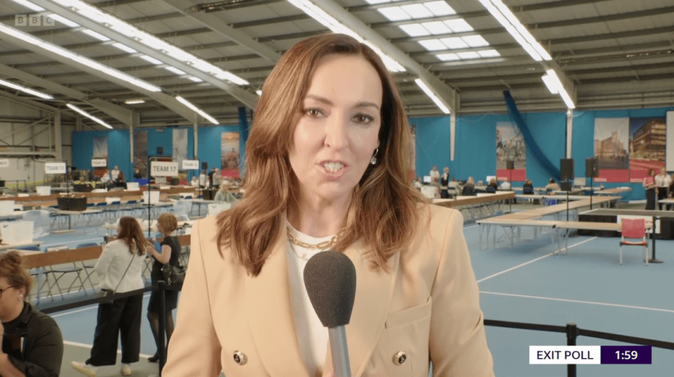 Sally was separated from her usual co-host as she appeared live from Sunderland at a key count