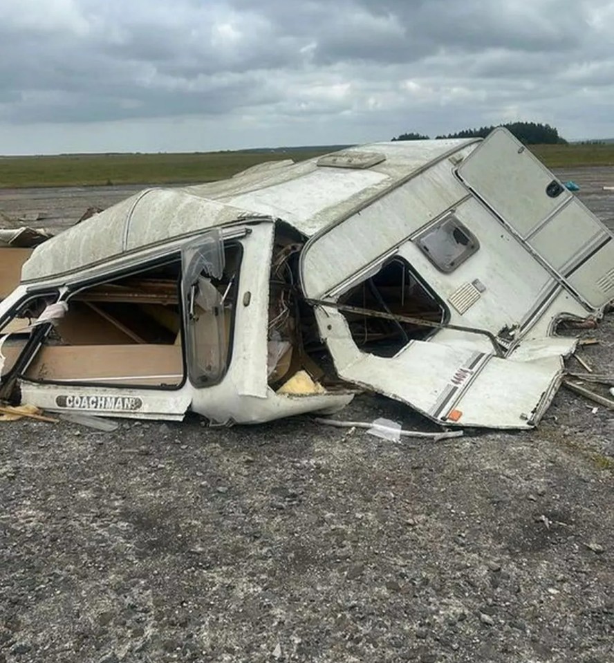 A caravan has been abandoned on the runway at Davidstow Airfield