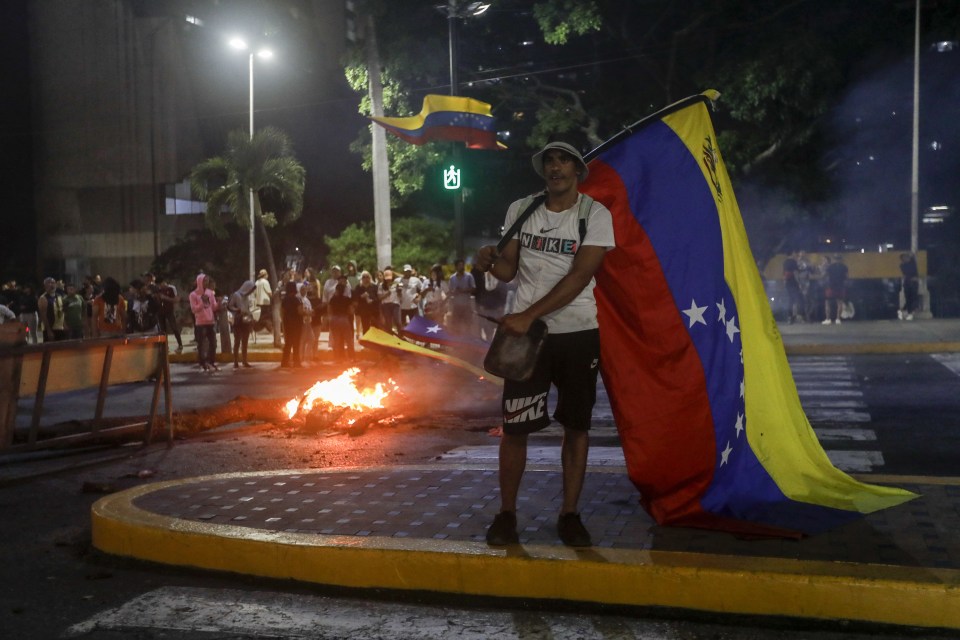 Demonstrators burnt rubber as they sought to overturn Maduro’s victory