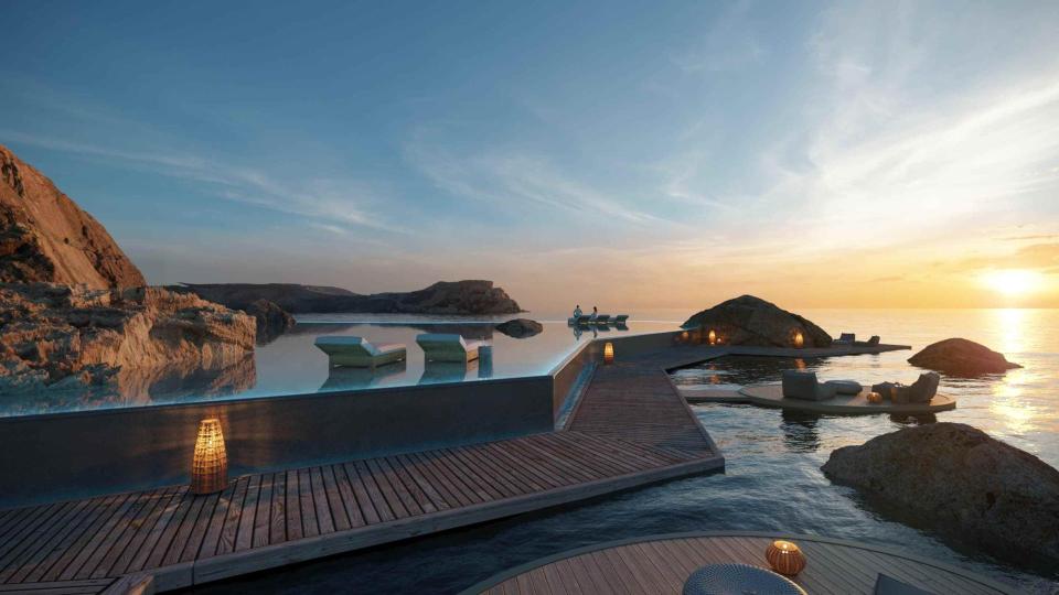 Plans show incredible infinity pools with sunset views