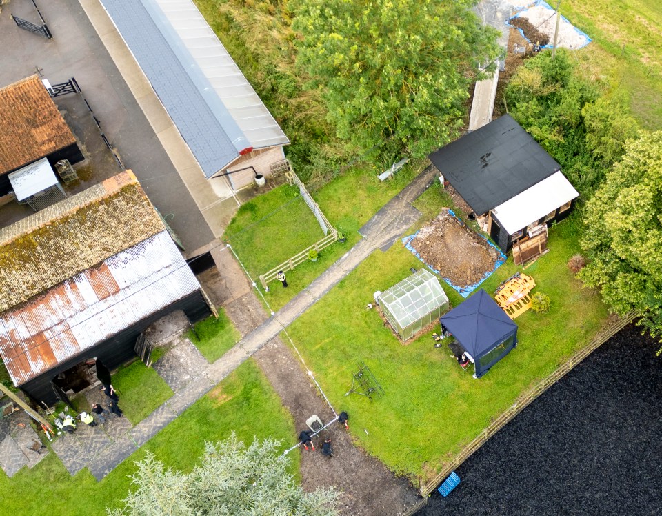 Police experts search at the Hertfordshire farm this week