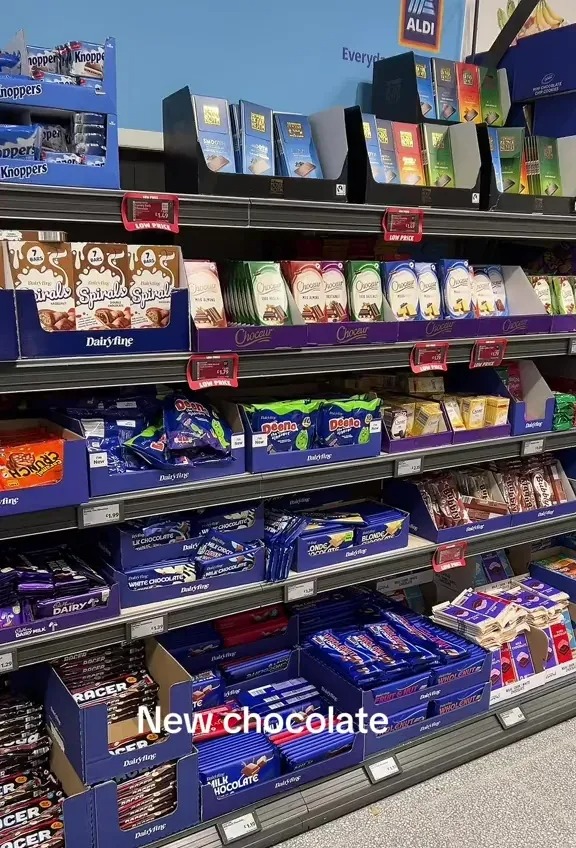 Aldi's chocolate is currently available for £1.39 and comes in two versions - normal and crunchy