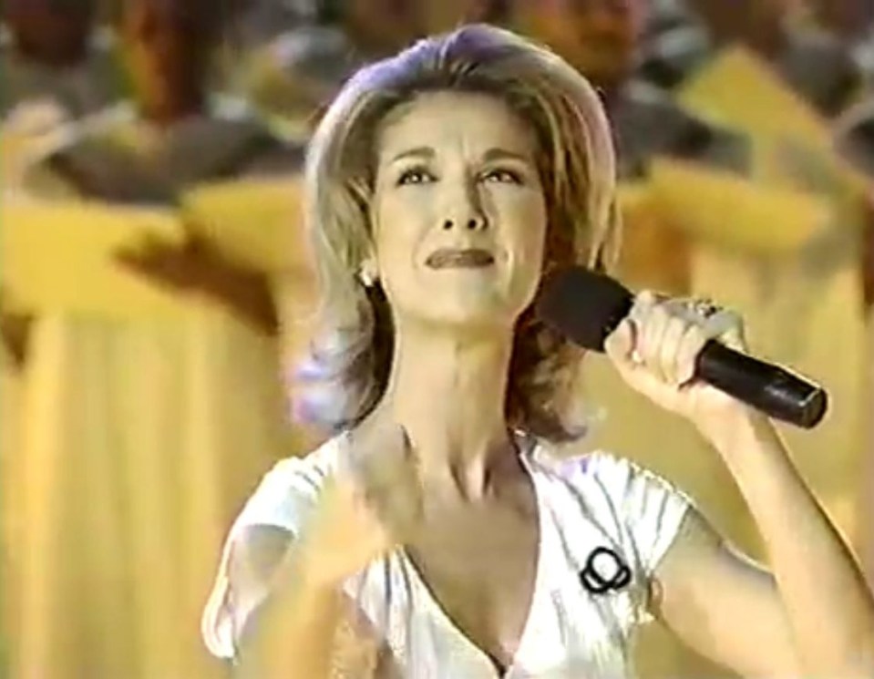 Celine at the opening ceremony of the 1996 Games in Atlanta