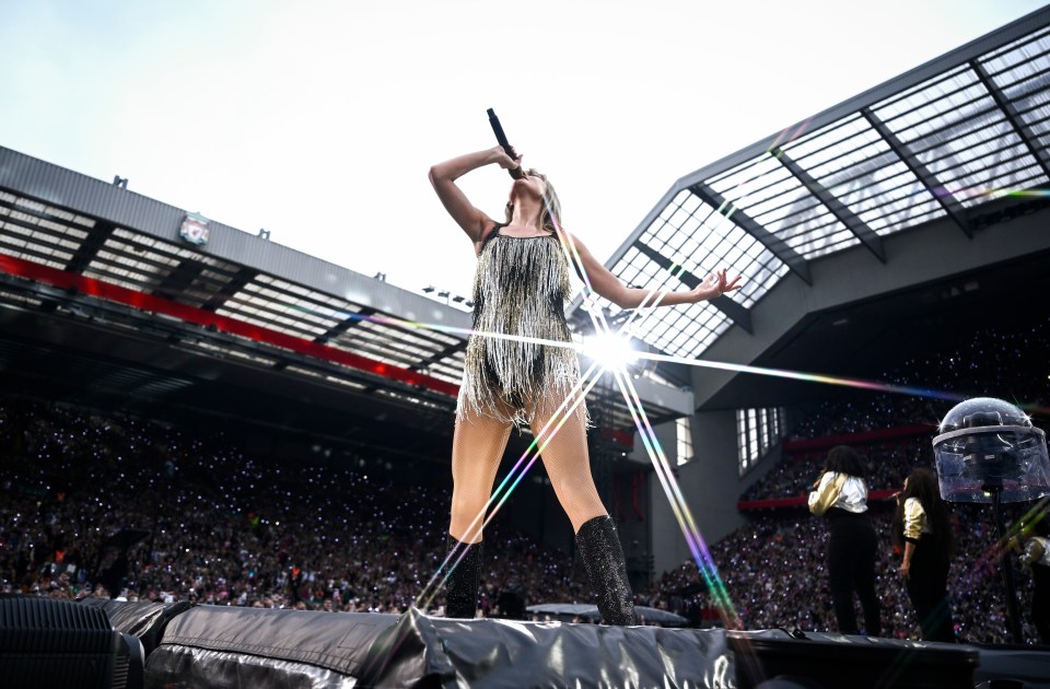 Taylor Swift performing in Liverpool as part of her Eras Tour in June