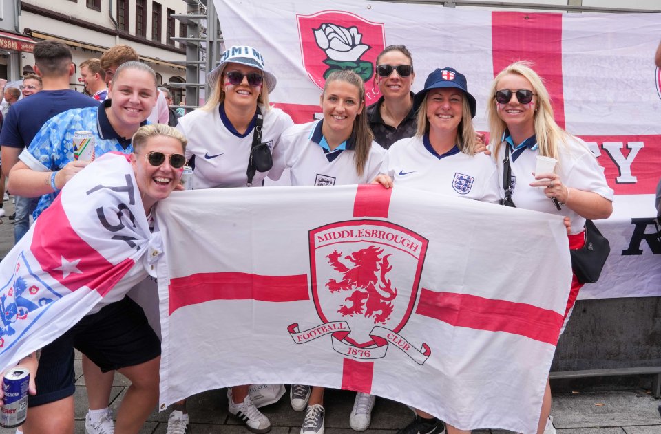 A group of England fans from Middlesborough