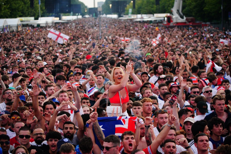 England fans near the Brandenburg Gate