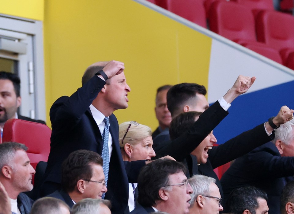 Prince William celebrating Saka's screaming goal against the Swiss