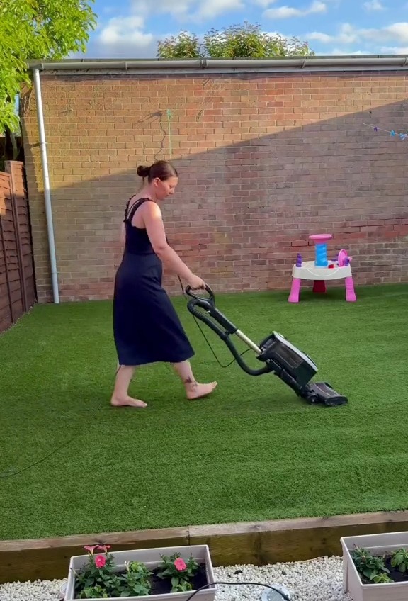 A cleaning fan has revealed that to get her garden ready for summer, she Hoovers her grass and swears by The Pink Stuff products