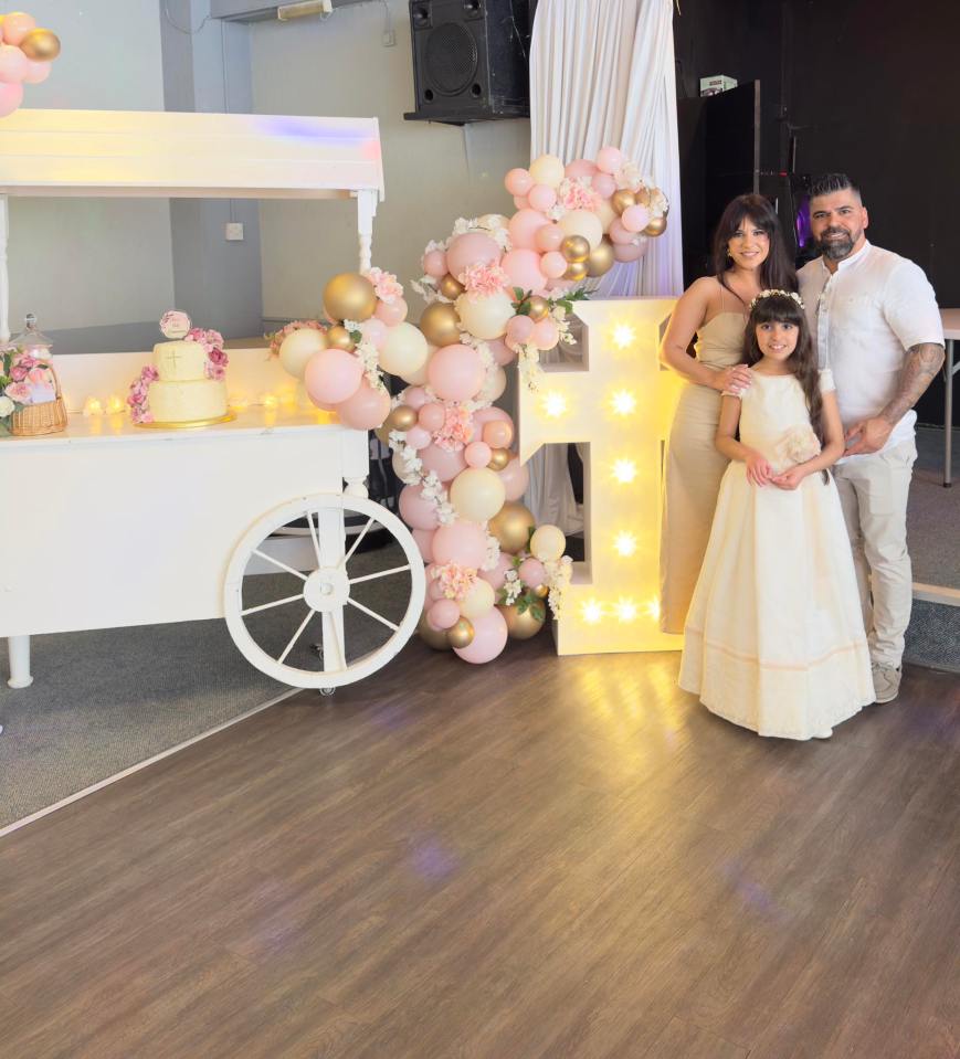 The Portuguese nine-year-old girl pictured with mum Alexandra Aguiar and dad David Aguiar