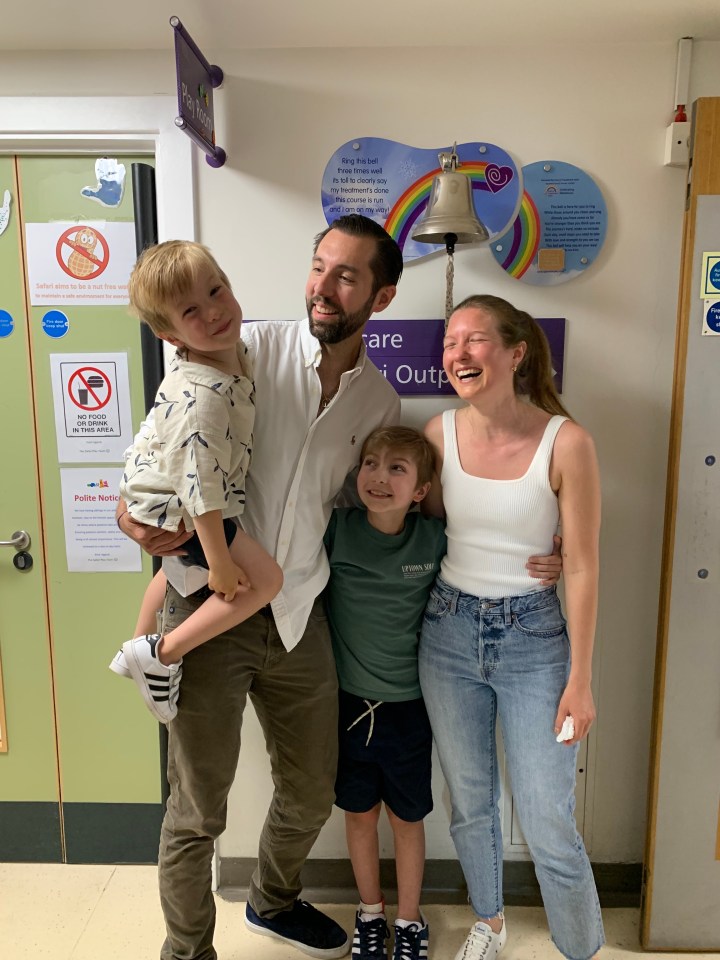 The family in hospital after Eddie was given the all-clear