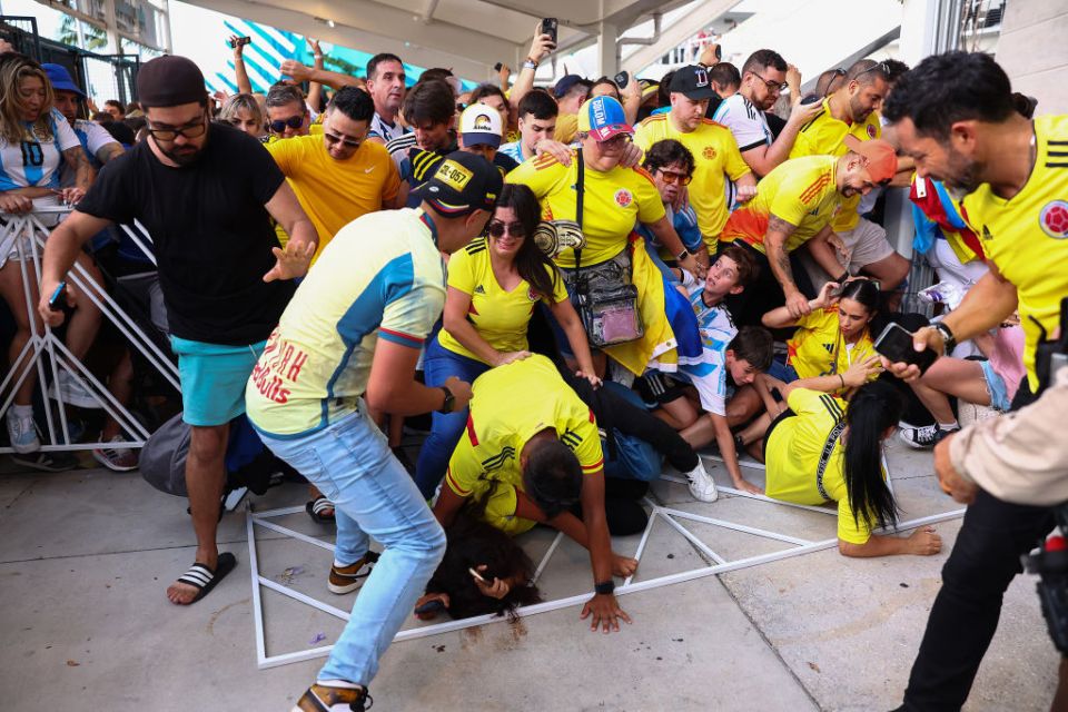 Fan chaos ensued outside the stadium, delaying kick-off by an hour