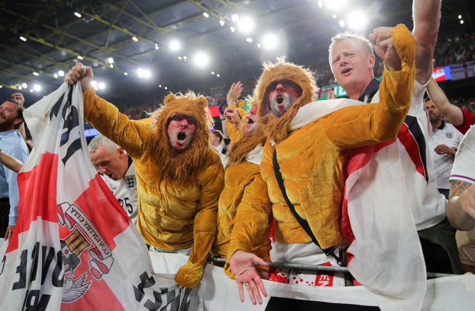 Fans of England after the semi-final match between Netherlands and England at Football Stadium Dortmund