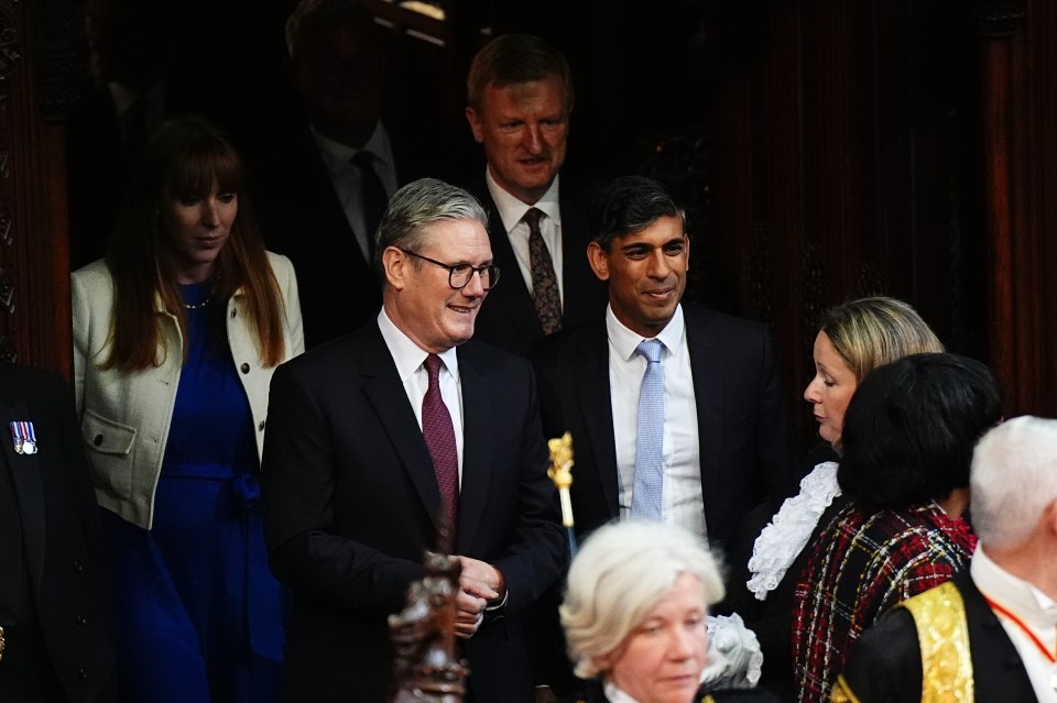 Prime Minister Sir Keir Starmer and Tory leader Rishi Sunak arrive in the chamber ahead of the King’s Speech