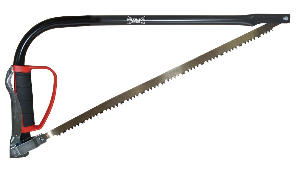 The Wilkinson Sword Bow Saw has a 60cm blade length and hardened teeth