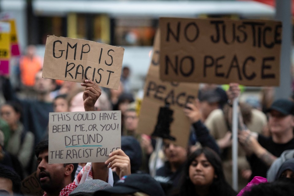 Hundreds gathered outside Rochdale police station on Wednesday chanting 'shame on you'