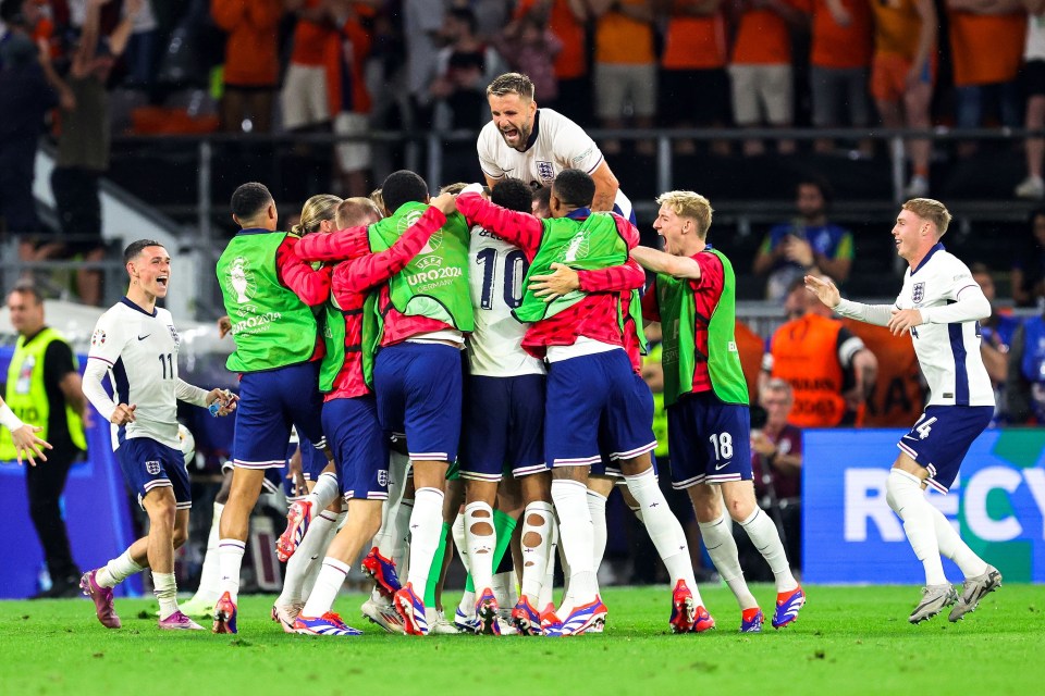 England players were sent into a frenzy when Watkins scored the late winner