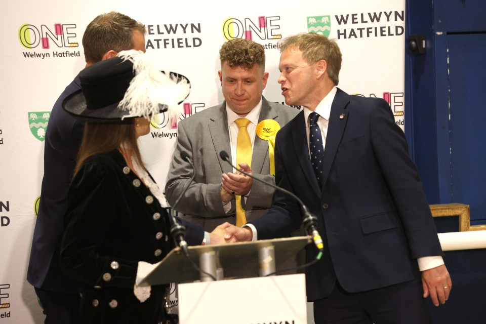 Shapps during the count in Welwyn and Hatfield