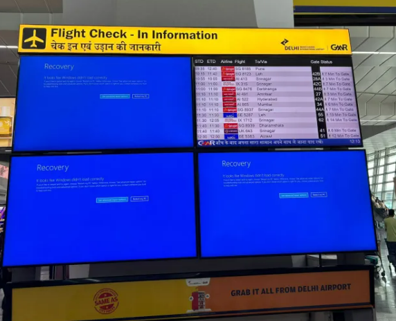 Airports have been hit with 'Blue Screens of Death' leaving passengers scrambling amid delays and cancellations