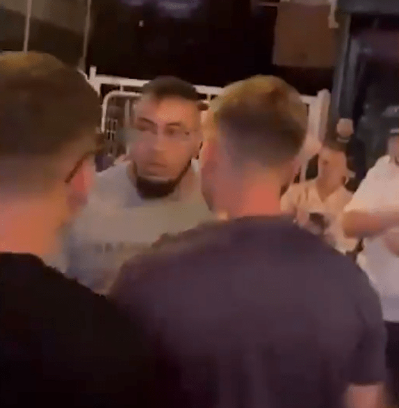 The fuming bloke quickly squared up to a number of England fans