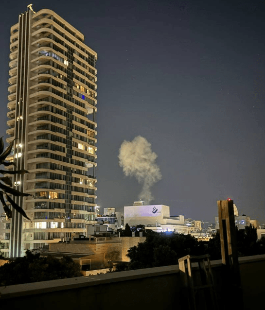 Smoke was seen in the air on Friday morning after the blasts rocked Israel