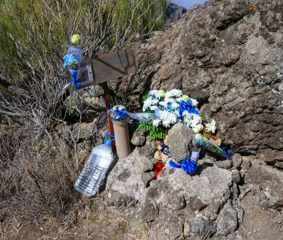 A collection of flowers left for Jay in Tenerife