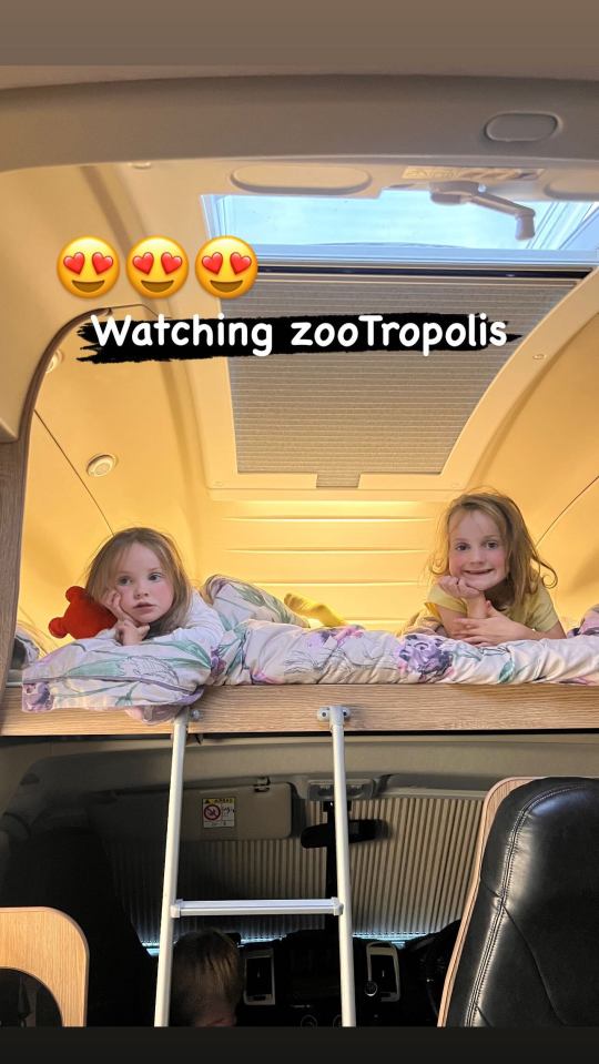 The kids enjoyed a movie night in the motorhome