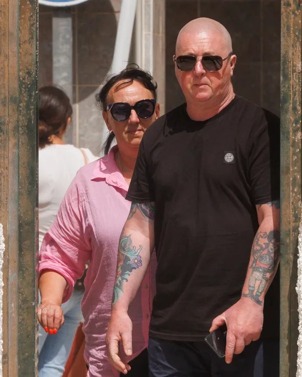 Jay's parents Debbie Duncan and Warren Slater seen leaving a police station in Tenerife today as they discussed their son