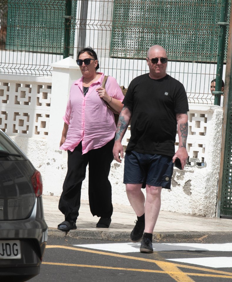 Jay's parents, Debbie Duncan and Warren Slater, leave a police station in Playa de las Americas, Tenerife