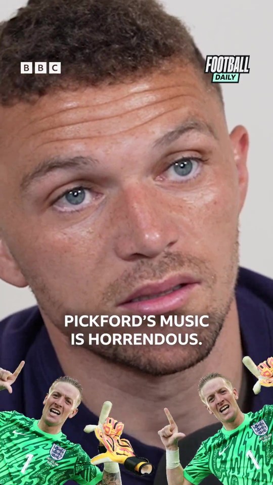 Trippier took aim at Pickford’s music taste in a hilarious clip