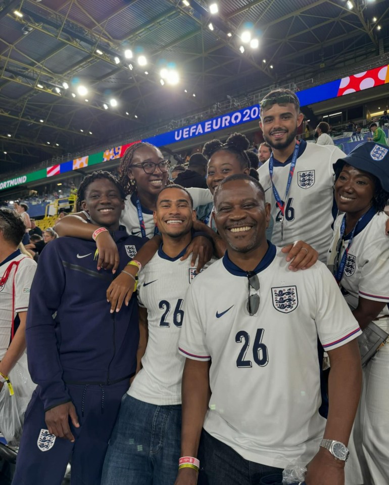 Mainoo also shared a pic of his family watching on in Dortmund