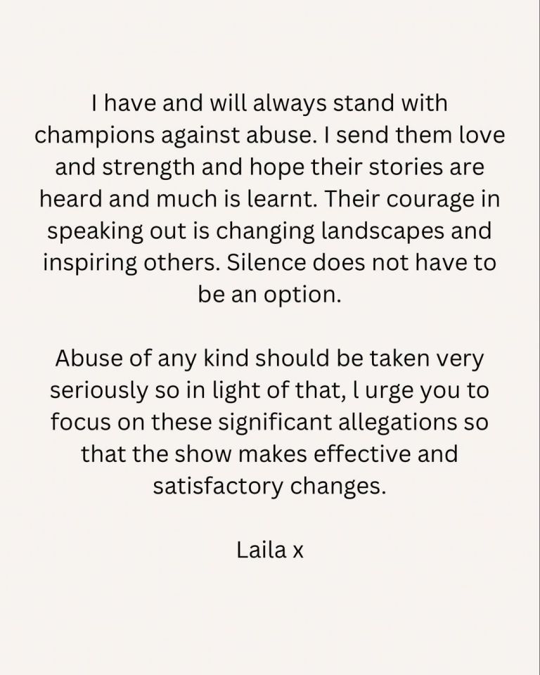 Laila threw her support those who had suffered abuse