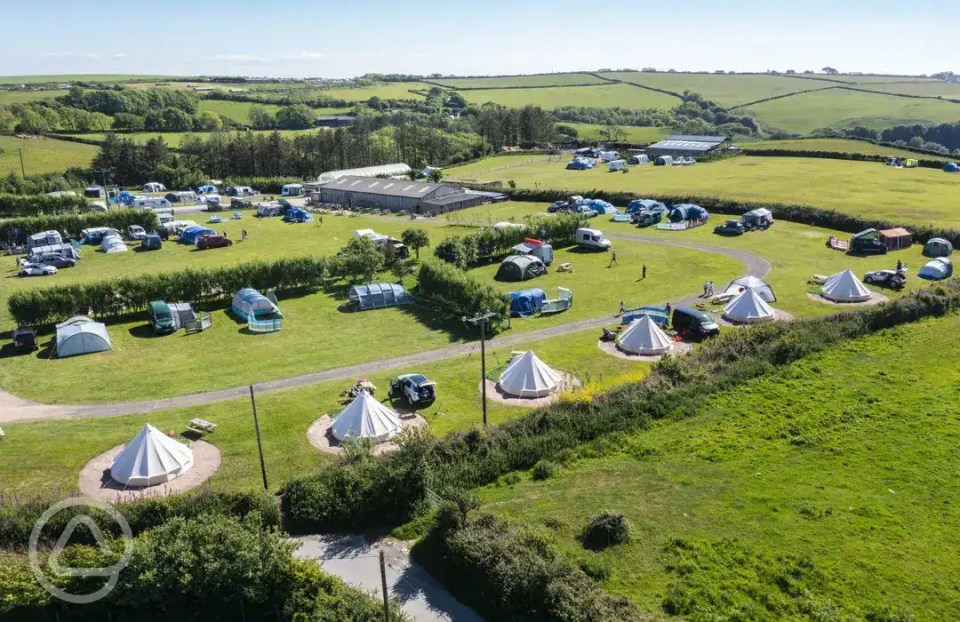 Lee Meadow offers access to secluded Lee Bay with bell tents on site