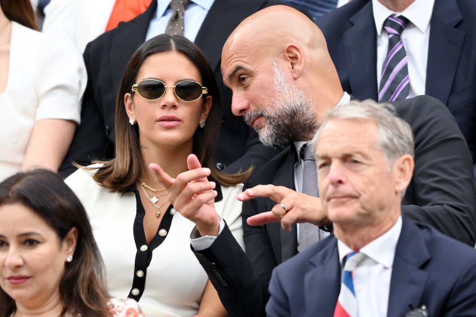 The Manchester City boss appeared to be talking tactics with his daughter