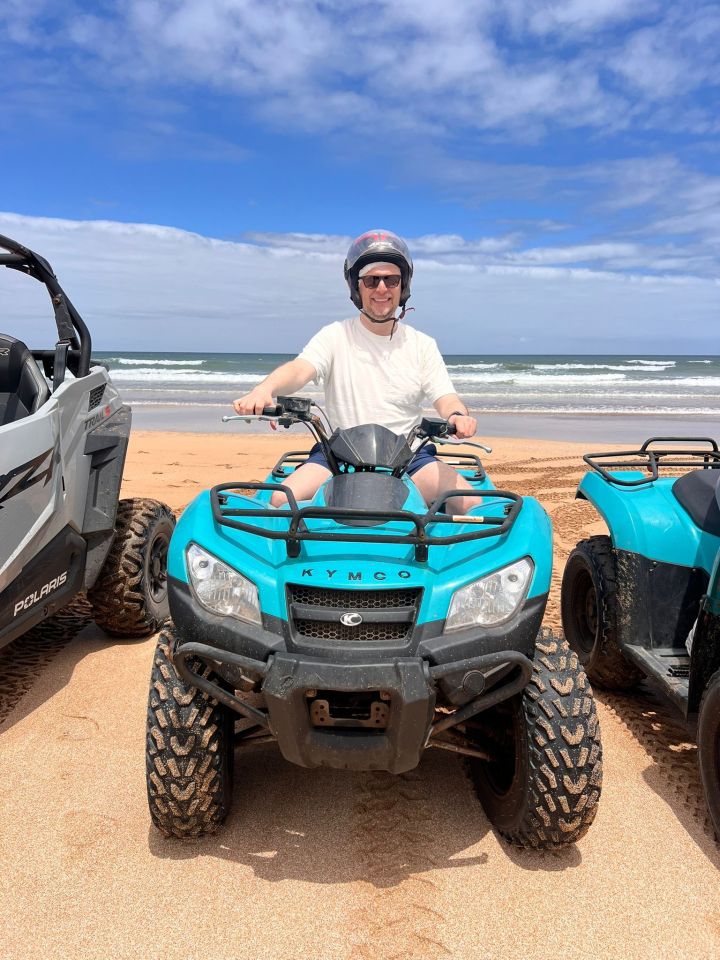 Mark riding a quad bike on the first day of his holiday