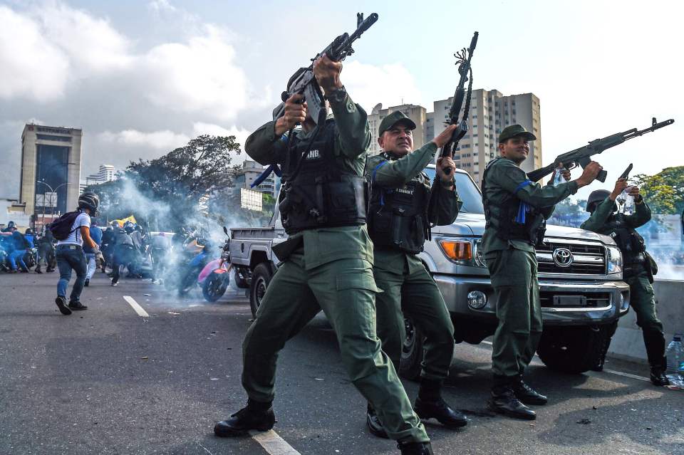 Members of the Bolivarian National Guard who joined Venezuelan opposition leader  Juan Guaido in 2019