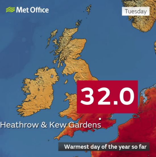 The Met Office confirmed yesterday had been the hottest day of the year