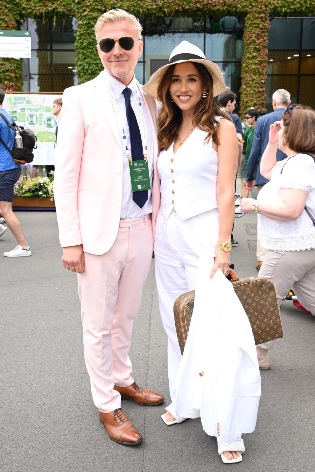 Myleene Klass sported an all-white look as she arrived at Wimbledon