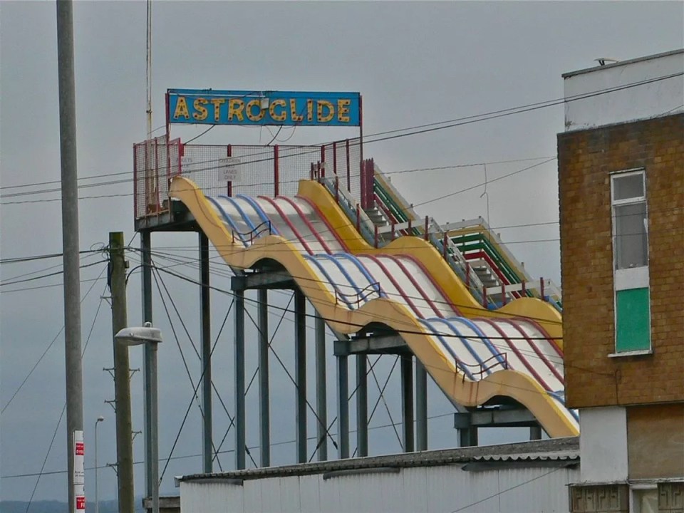 The famous jet stream slide in Ocean Beach amusement park in Rhyl