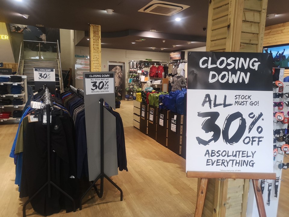 a store with a sign that says closing down